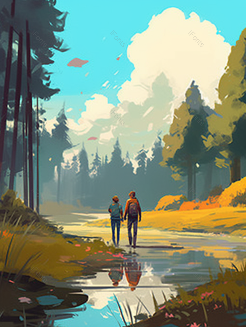 父亲节户外出游玩乐的场景,插画/手绘图,插画/手绘图库,插画/手绘图下载,插画/手绘